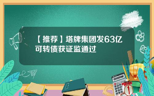 【推荐】塔牌集团发63亿可转债获证监通过