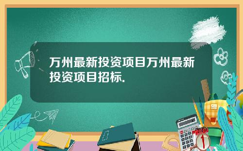 万州最新投资项目万州最新投资项目招标.