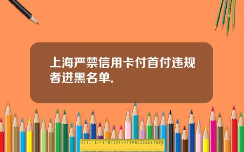 上海严禁信用卡付首付违规者进黑名单.