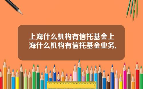 上海什么机构有信托基金上海什么机构有信托基金业务.