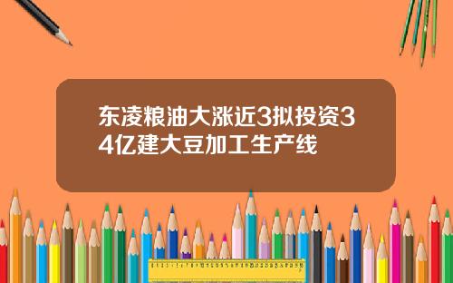 东凌粮油大涨近3拟投资34亿建大豆加工生产线