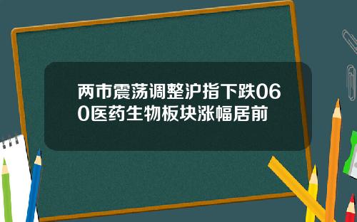 两市震荡调整沪指下跌060医药生物板块涨幅居前