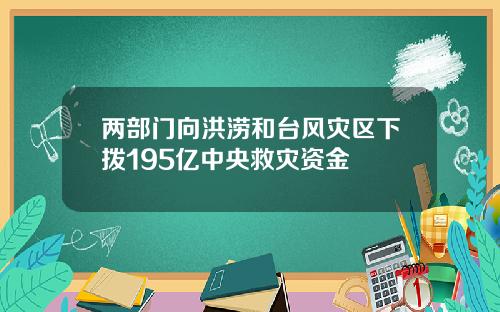 两部门向洪涝和台风灾区下拨195亿中央救灾资金