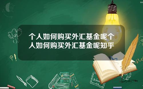 个人如何购买外汇基金呢个人如何购买外汇基金呢知乎