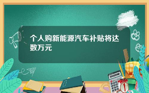 个人购新能源汽车补贴将达数万元