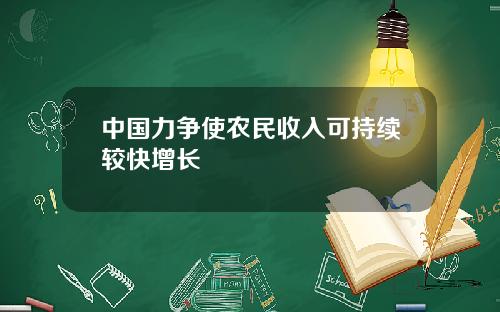 中国力争使农民收入可持续较快增长