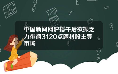 中国新闻网沪指午后欲振乏力徘徊3120点题材股主导市场