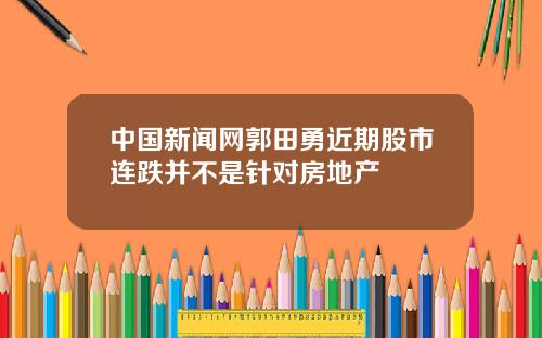 中国新闻网郭田勇近期股市连跌并不是针对房地产