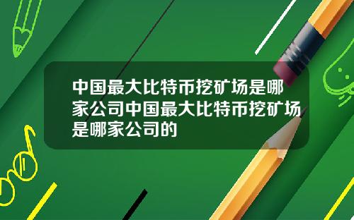 中国最大比特币挖矿场是哪家公司中国最大比特币挖矿场是哪家公司的