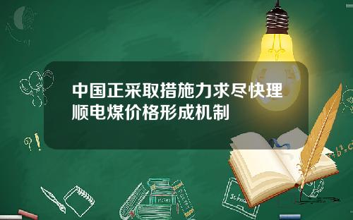 中国正采取措施力求尽快理顺电煤价格形成机制