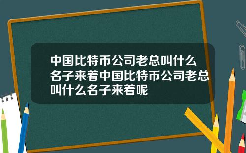 中国比特币公司老总叫什么名子来着中国比特币公司老总叫什么名子来着呢