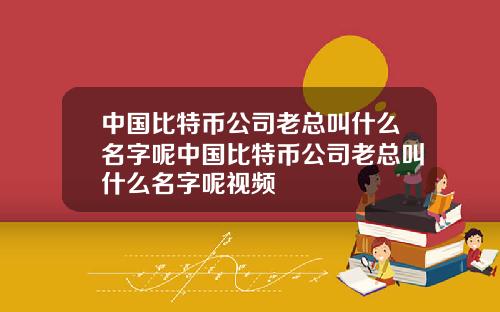 中国比特币公司老总叫什么名字呢中国比特币公司老总叫什么名字呢视频