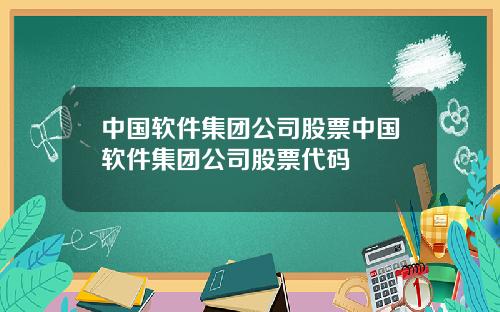 中国软件集团公司股票中国软件集团公司股票代码