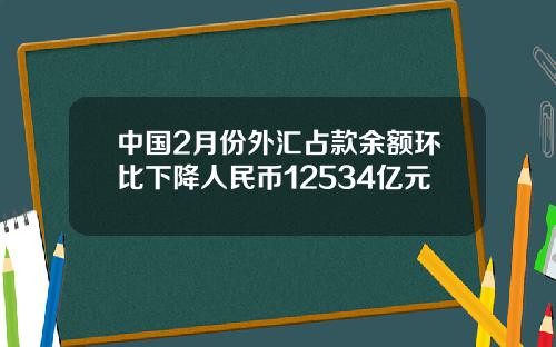 中国2月份外汇占款余额环比下降人民币12534亿元