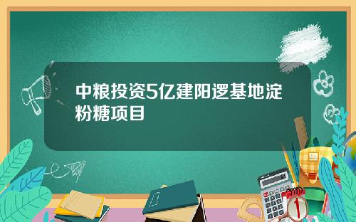 中粮投资5亿建阳逻基地淀粉糖项目