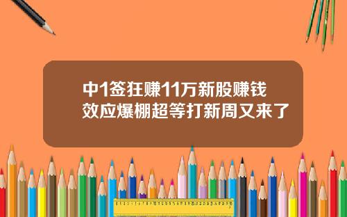 中1签狂赚11万新股赚钱效应爆棚超等打新周又来了