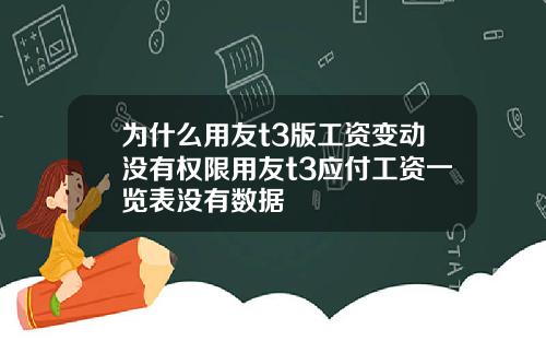 为什么用友t3版工资变动没有权限用友t3应付工资一览表没有数据