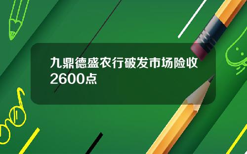 九鼎德盛农行破发市场险收2600点