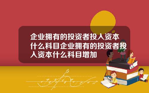 企业拥有的投资者投入资本什么科目企业拥有的投资者投入资本什么科目增加