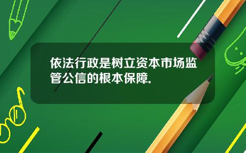 依法行政是树立资本市场监管公信的根本保障.