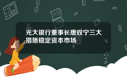 光大银行董事长唐双宁三大措施稳定资本市场