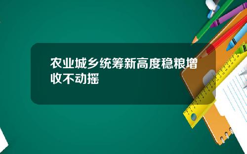 农业城乡统筹新高度稳粮增收不动摇