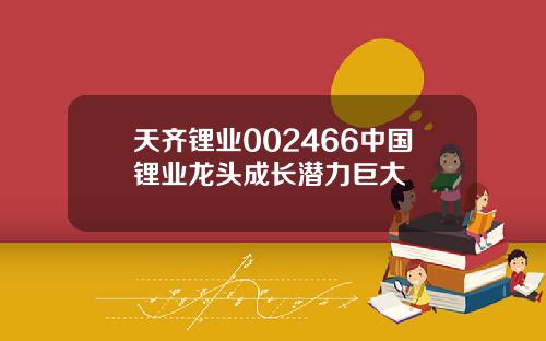 天齐锂业002466中国锂业龙头成长潜力巨大