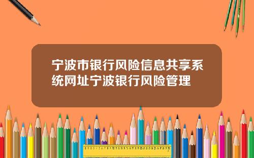 宁波市银行风险信息共享系统网址宁波银行风险管理