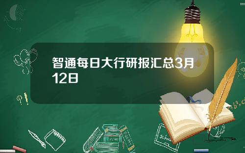 智通每日大行研报汇总3月12日