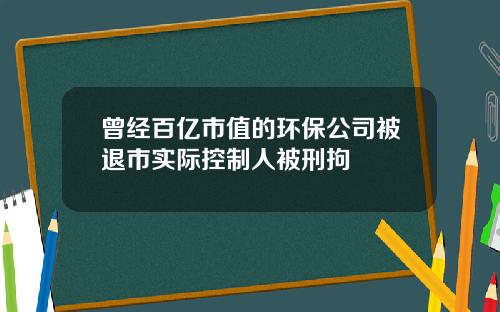 曾经百亿市值的环保公司被退市实际控制人被刑拘