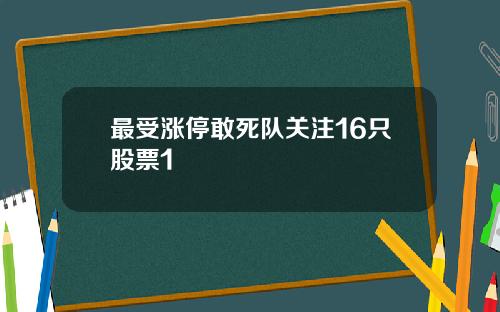 最受涨停敢死队关注16只股票1