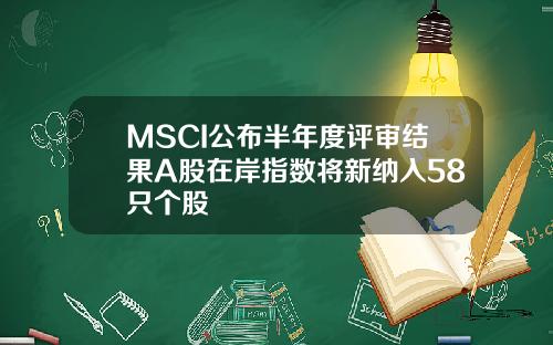 MSCI公布半年度评审结果A股在岸指数将新纳入58只个股