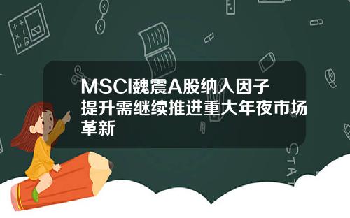 MSCI魏震A股纳入因子提升需继续推进重大年夜市场革新