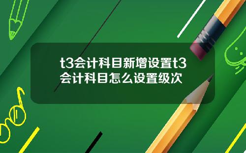 t3会计科目新增设置t3会计科目怎么设置级次