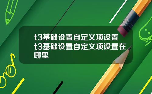 t3基础设置自定义项设置t3基础设置自定义项设置在哪里