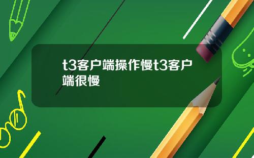 t3客户端操作慢t3客户端很慢