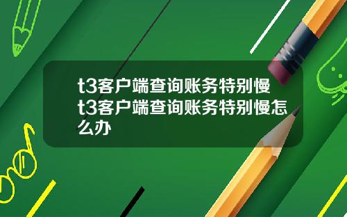 t3客户端查询账务特别慢t3客户端查询账务特别慢怎么办