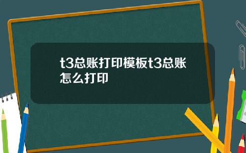 t3总账打印模板t3总账怎么打印