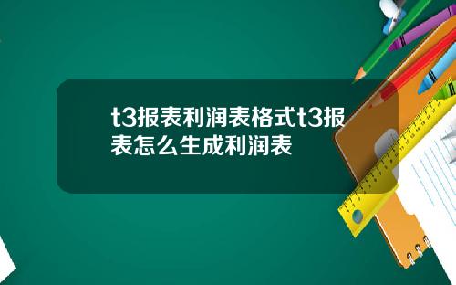 t3报表利润表格式t3报表怎么生成利润表