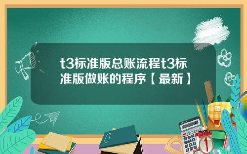 t3标准版总账流程t3标准版做账的程序【最新】