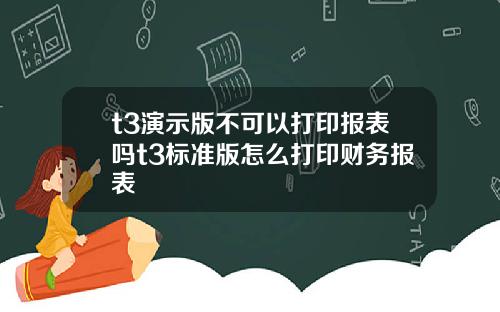 t3演示版不可以打印报表吗t3标准版怎么打印财务报表