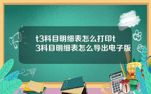 t3科目明细表怎么打印t3科目明细表怎么导出电子版