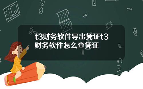 t3财务软件导出凭证t3财务软件怎么查凭证