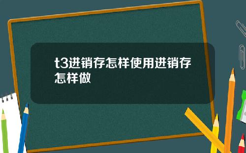 t3进销存怎样使用进销存怎样做