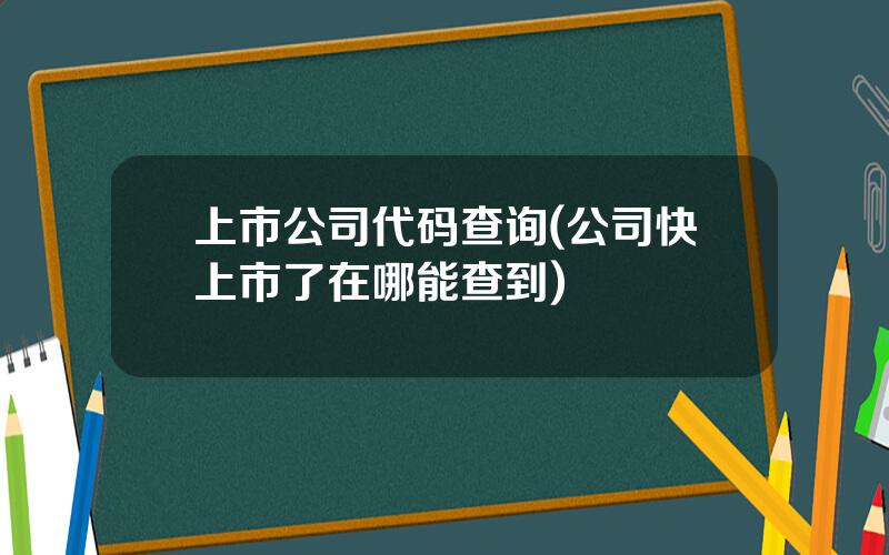 上市公司代码查询(公司快上市了在哪能查到)