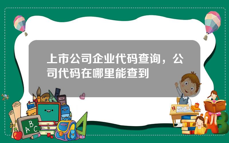 上市公司企业代码查询，公司代码在哪里能查到