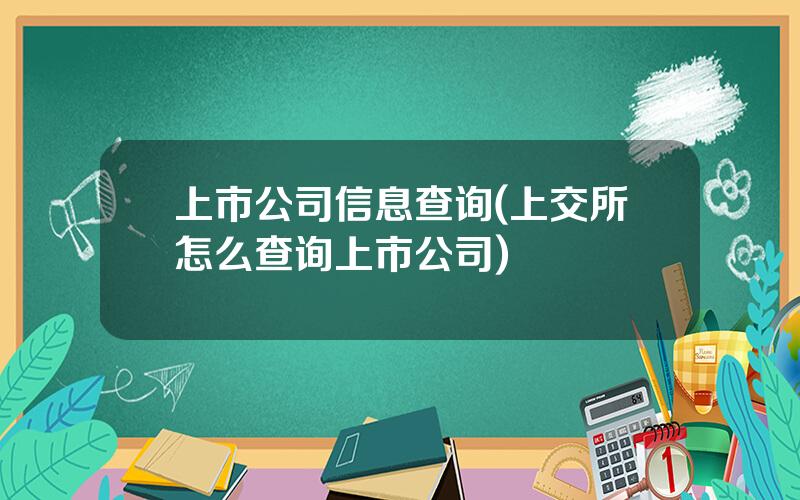 上市公司信息查询(上交所怎么查询上市公司)