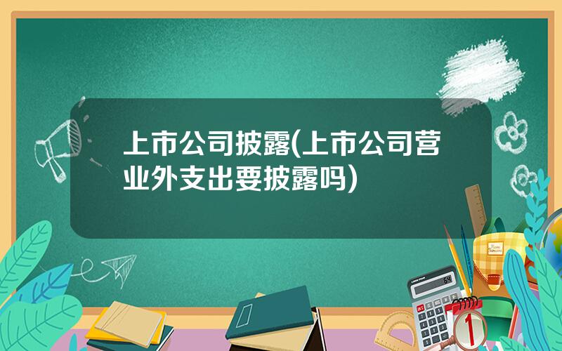 上市公司披露(上市公司营业外支出要披露吗)