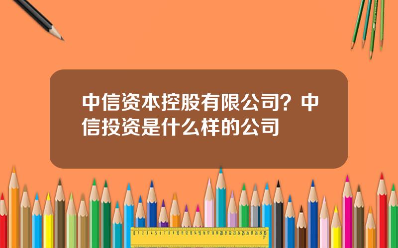 中信资本控股有限公司？中信投资是什么样的公司