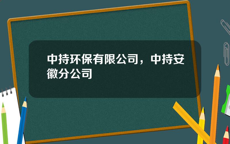 中持环保有限公司，中持安徽分公司